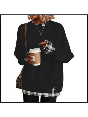 Oversized Cut-Out Crew Neck Pullover Sweater